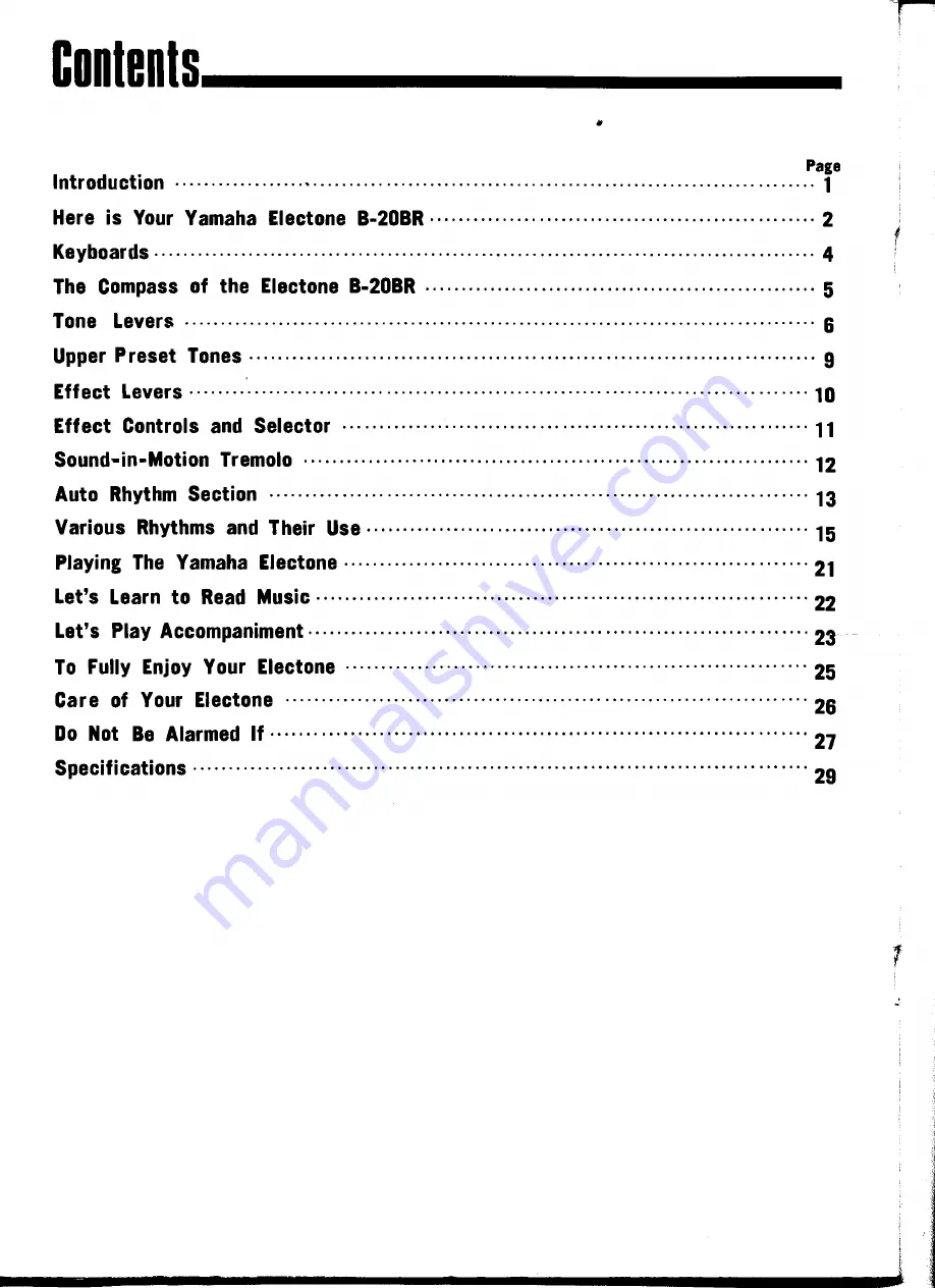 Yamaha Electone B-20BR User Manual Download Page 2