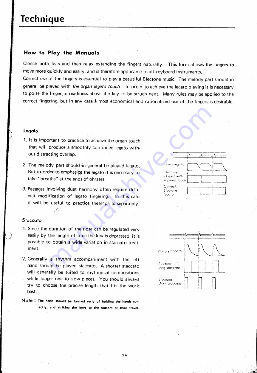 Yamaha Electone B-20R Playing Manual Download Page 25