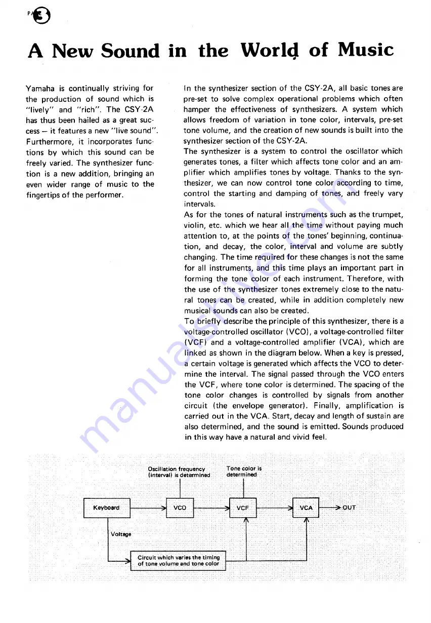 Yamaha Electone CSY-2A User Manual Download Page 6