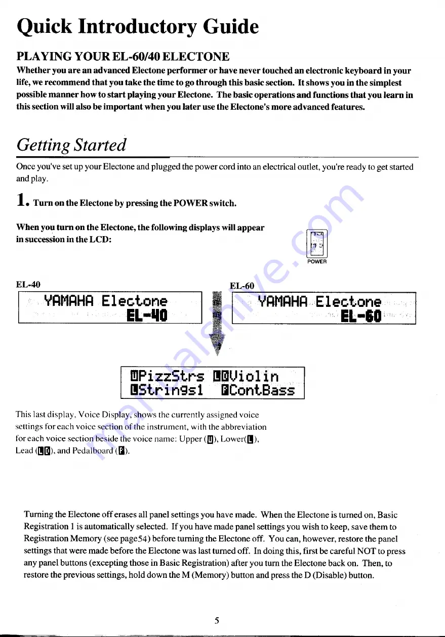 Yamaha Electone EL-40 Скачать руководство пользователя страница 8