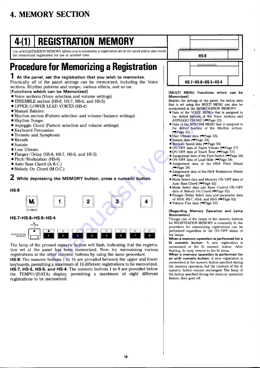 Yamaha Electone HS-8 User Manual Download Page 20