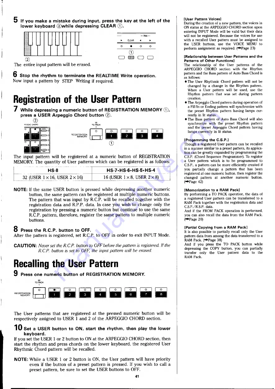 Yamaha Electone HS-8 User Manual Download Page 43