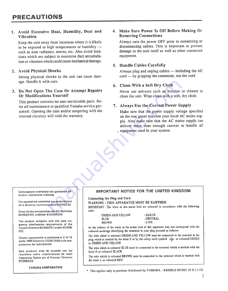 Yamaha EM2820 Operation Manual Download Page 3