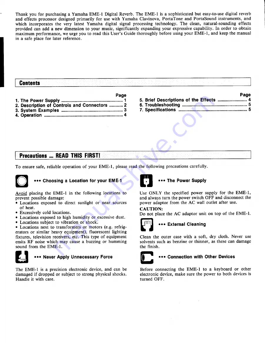 Yamaha EME-1 Скачать руководство пользователя страница 2