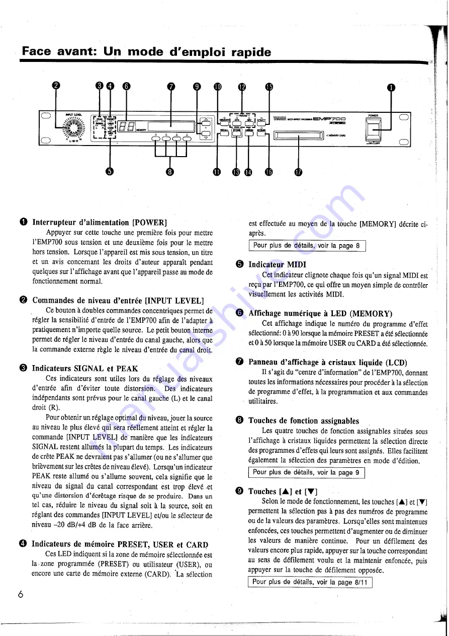 Yamaha EMP700 (French) Manuel De Fonctionnement Download Page 9