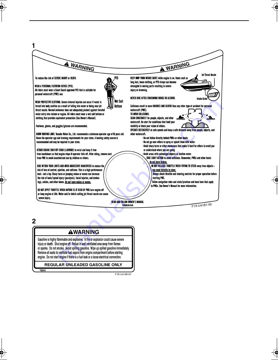 Yamaha FX Cruiser WaveRunner 2007 Owner'S/Operator'S Manual Download Page 10