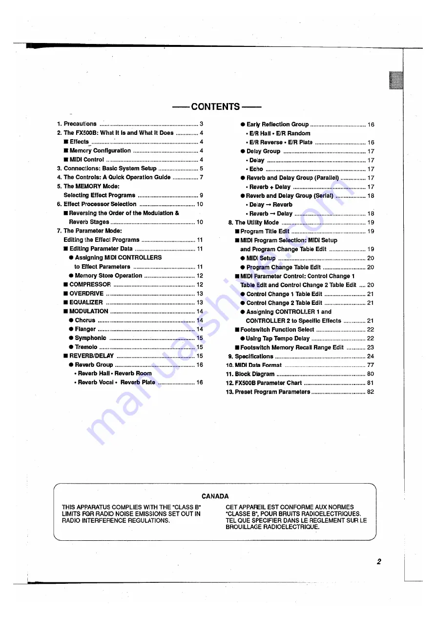 Yamaha FX500B Operation Manual Download Page 3