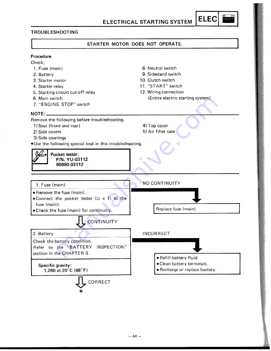 Yamaha FZR600RB Supplementary Service Manual Download Page 48