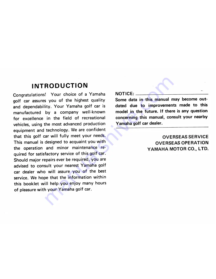 Yamaha G1AM4 Owner'S/Operator'S Manual Download Page 3