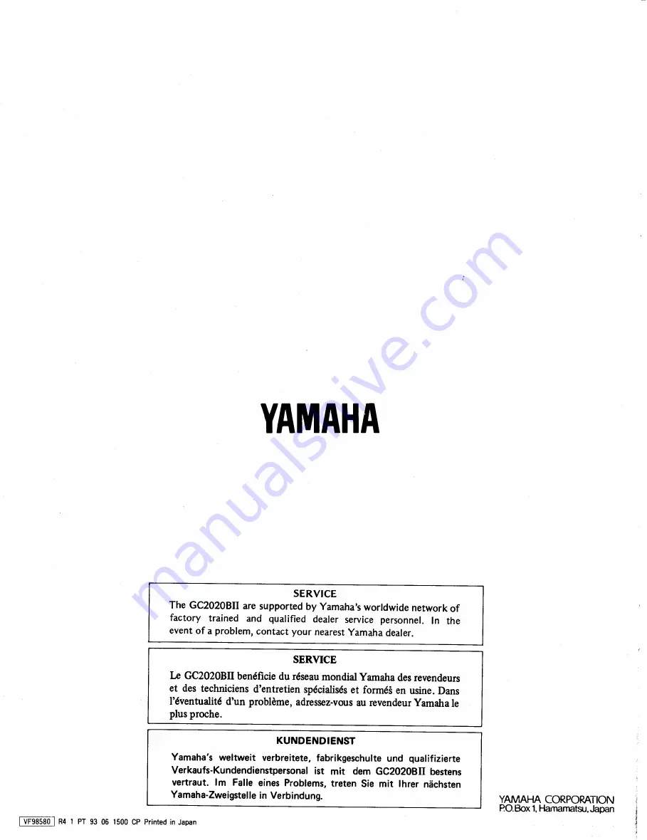 Yamaha GC2020BII Operating Manual Download Page 10