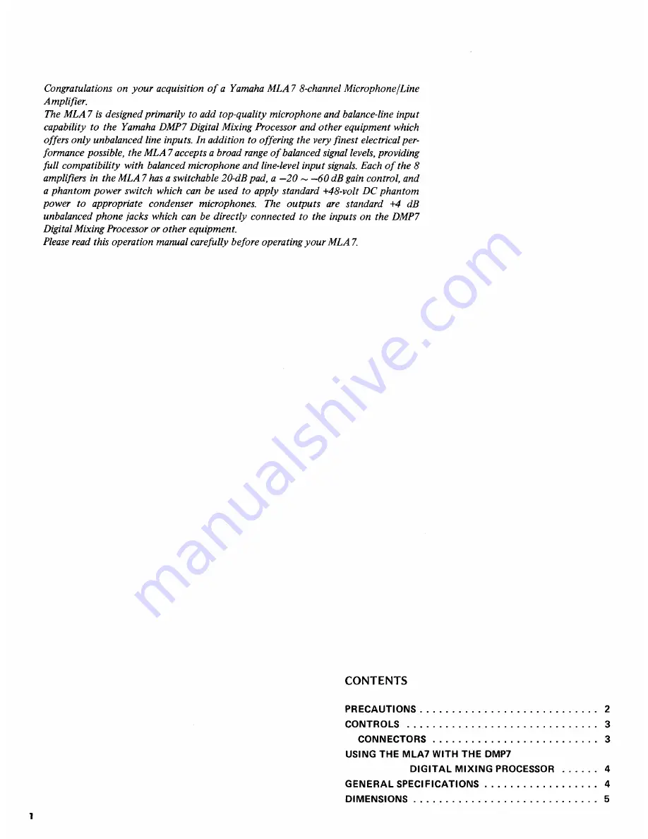 Yamaha MLA7 Operation Manual Download Page 2