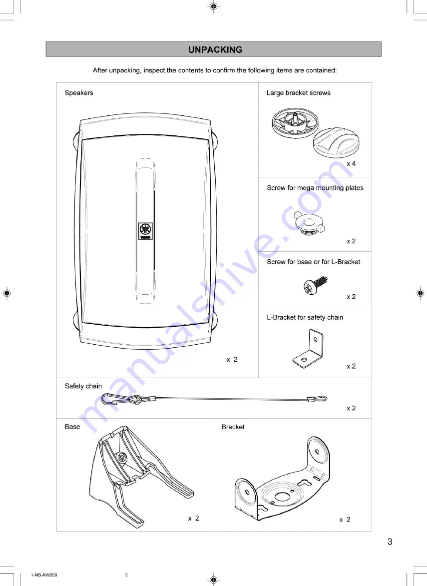 Yamaha NS-AW350 Owner'S Manual Download Page 3