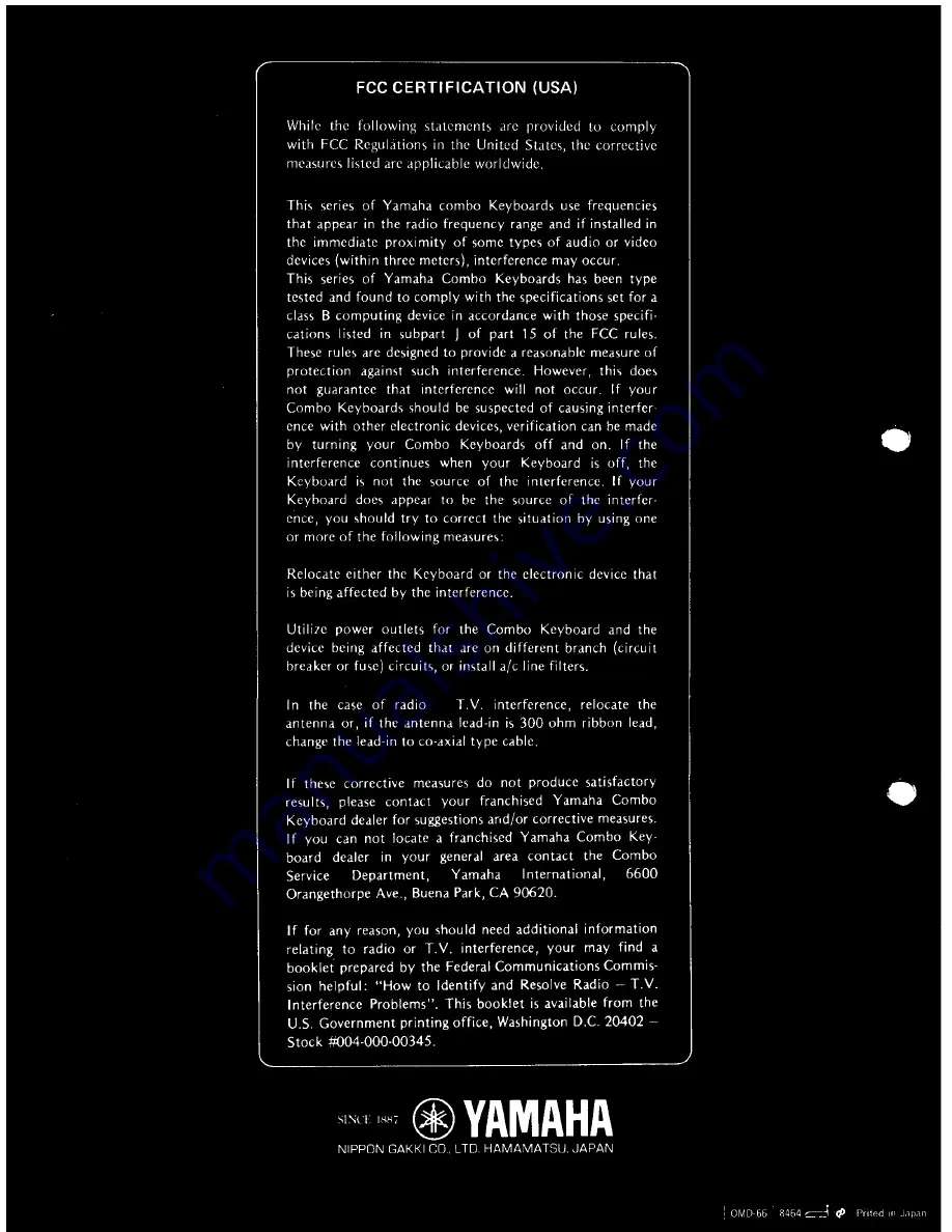 Yamaha PF10 Owner'S Manual Download Page 8