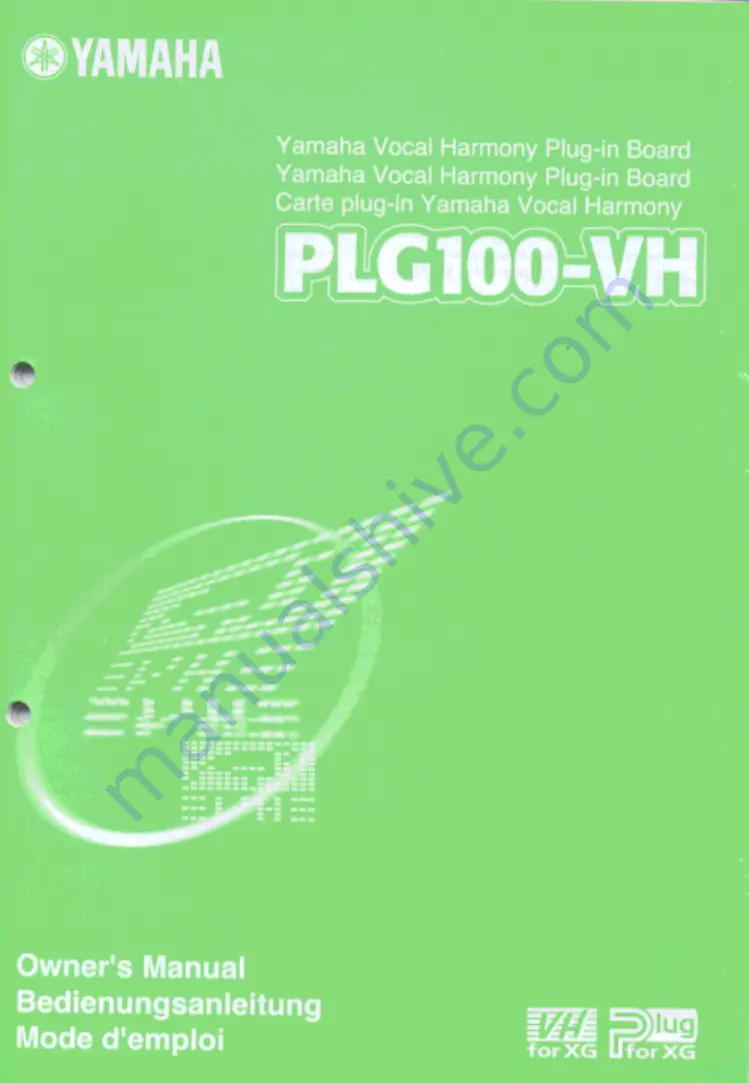 Yamaha PLG100-VH Owner'S Manual Download Page 1