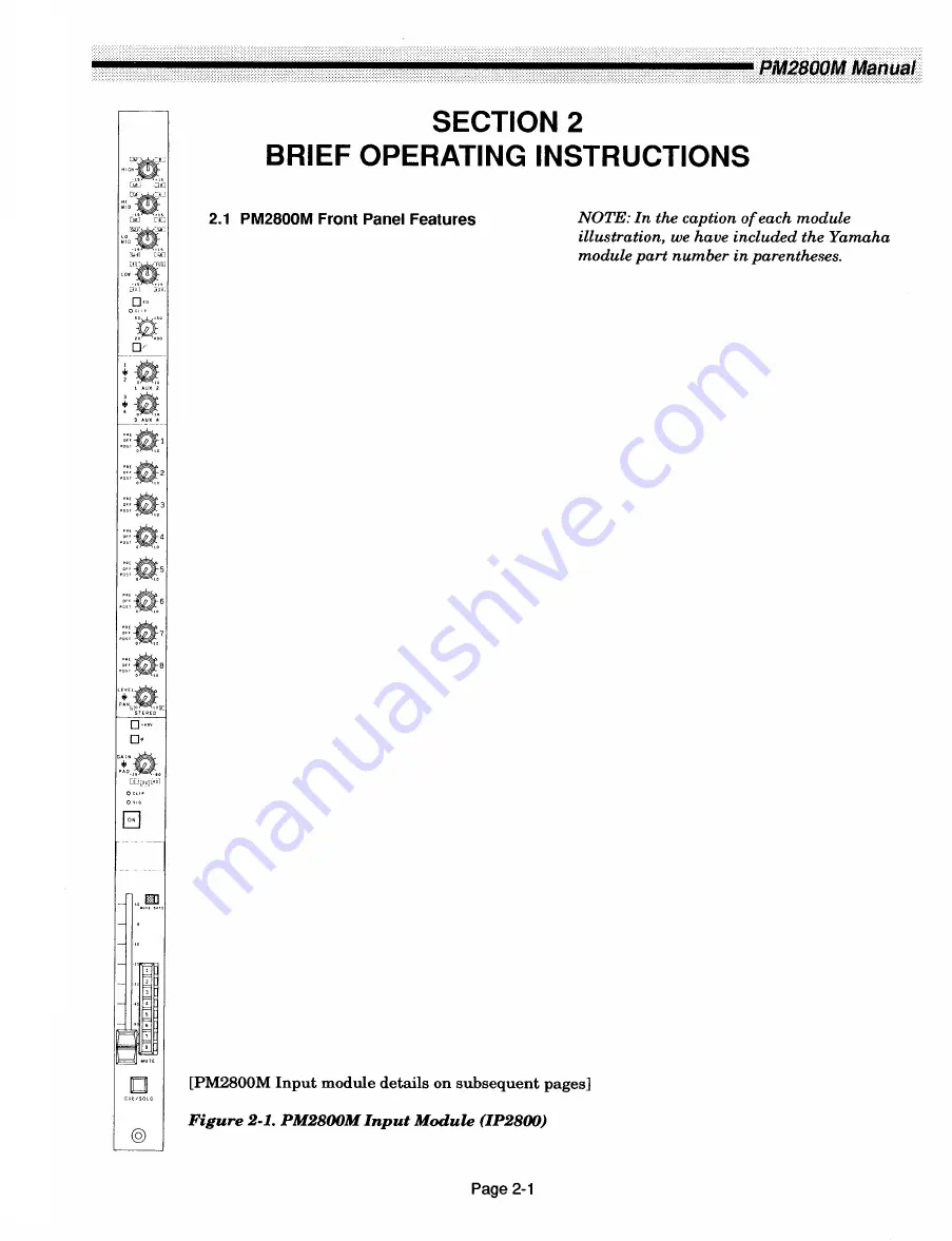 Yamaha PM2800M Operating Manual Download Page 10