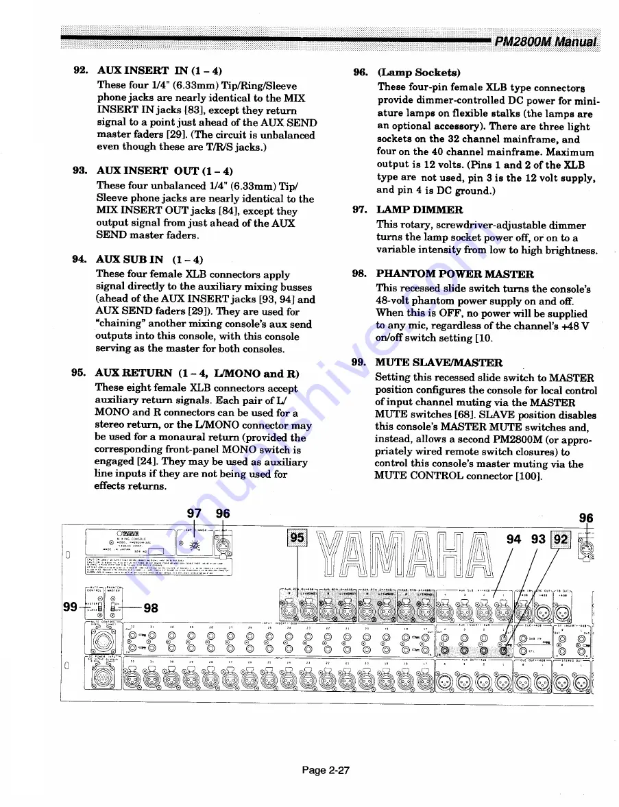 Yamaha PM2800M Operating Manual Download Page 36