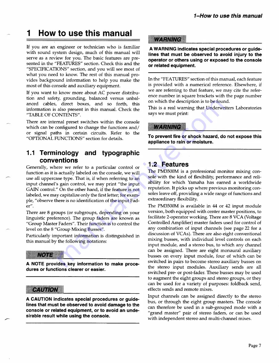 Yamaha PM3500M Operating Manual Download Page 9