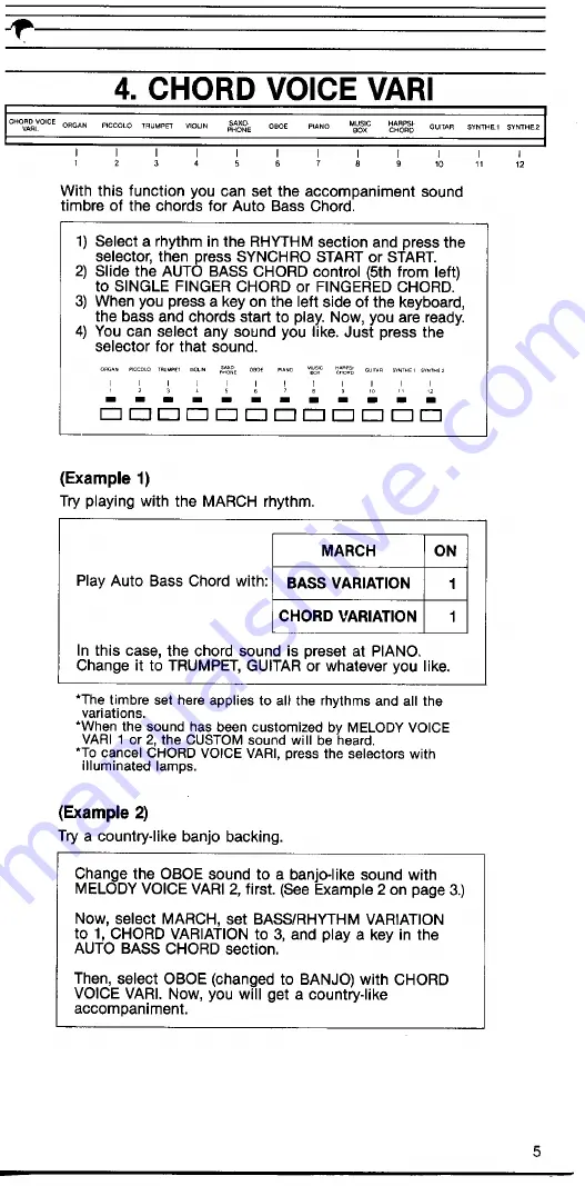 Yamaha PortaSound MK-100 Menu Manual Download Page 6