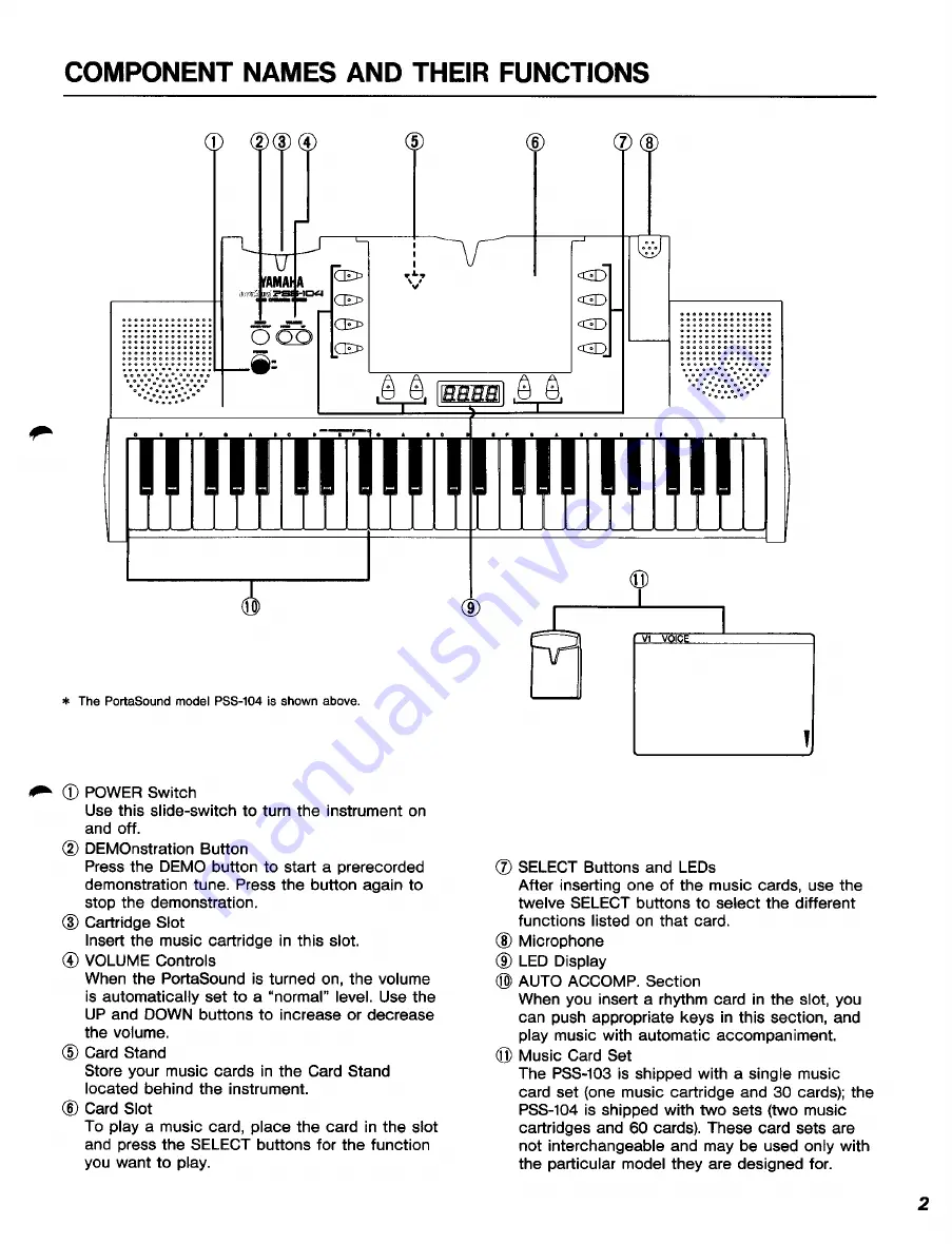 Yamaha PortaSound PSS-103 Owner'S Manual Download Page 3