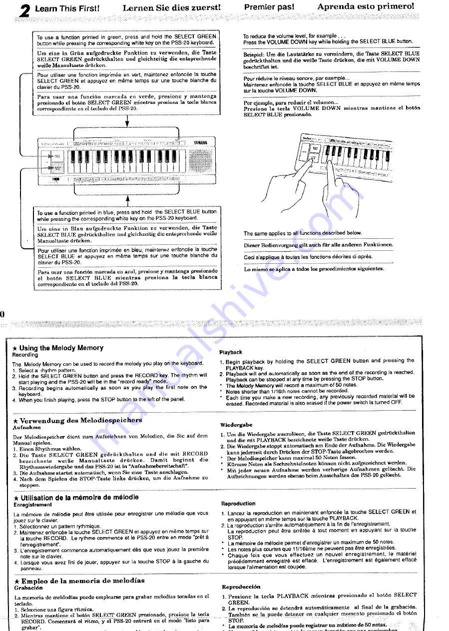 Yamaha PortaSound PSS-20 Owner'S Manual Download Page 2