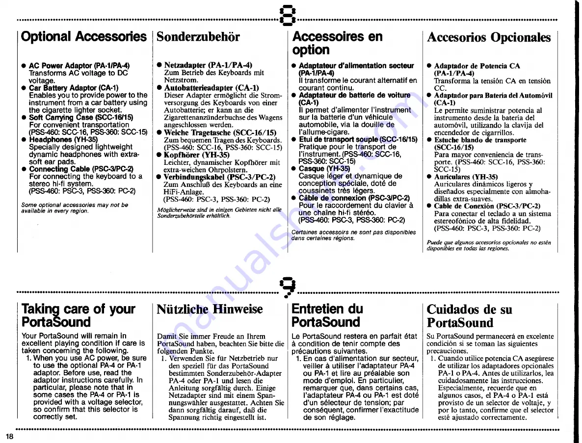 Yamaha PortaSound PSS-360 Owner'S Manual Download Page 20