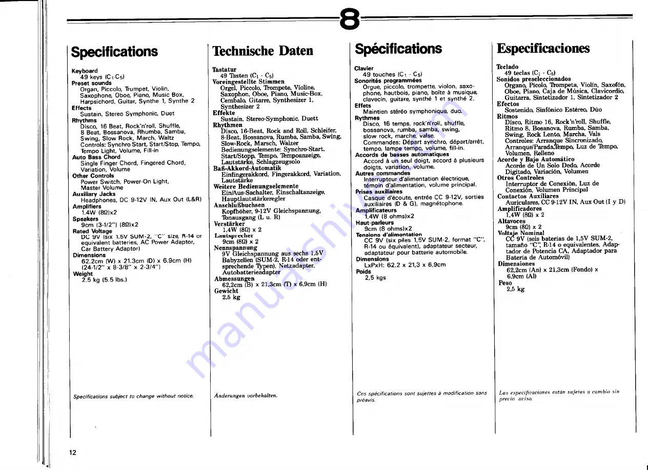 Yamaha PortaSound PSS-450 User Manual Download Page 14