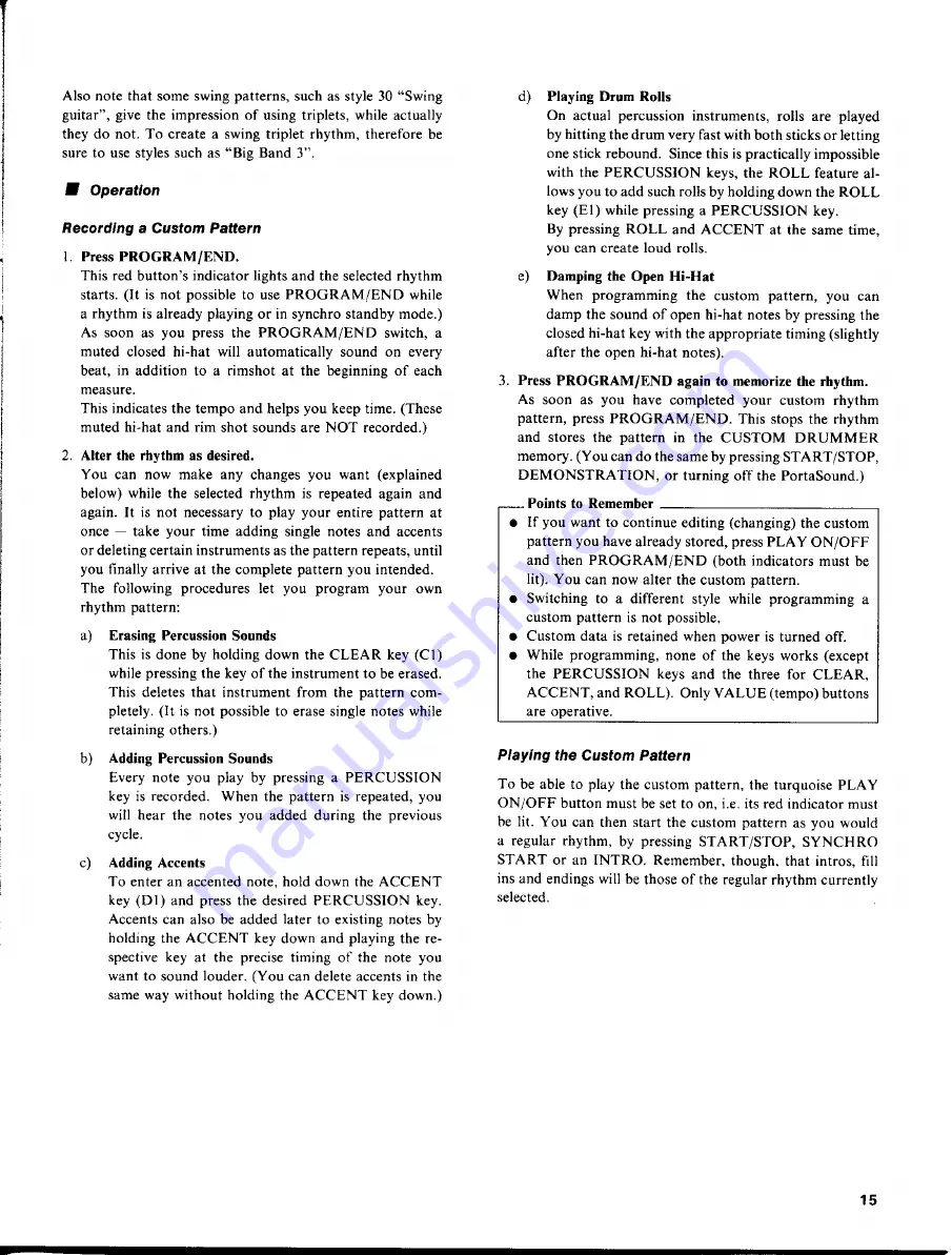 Yamaha PortaSound PSS-580 Operating Manual Download Page 18