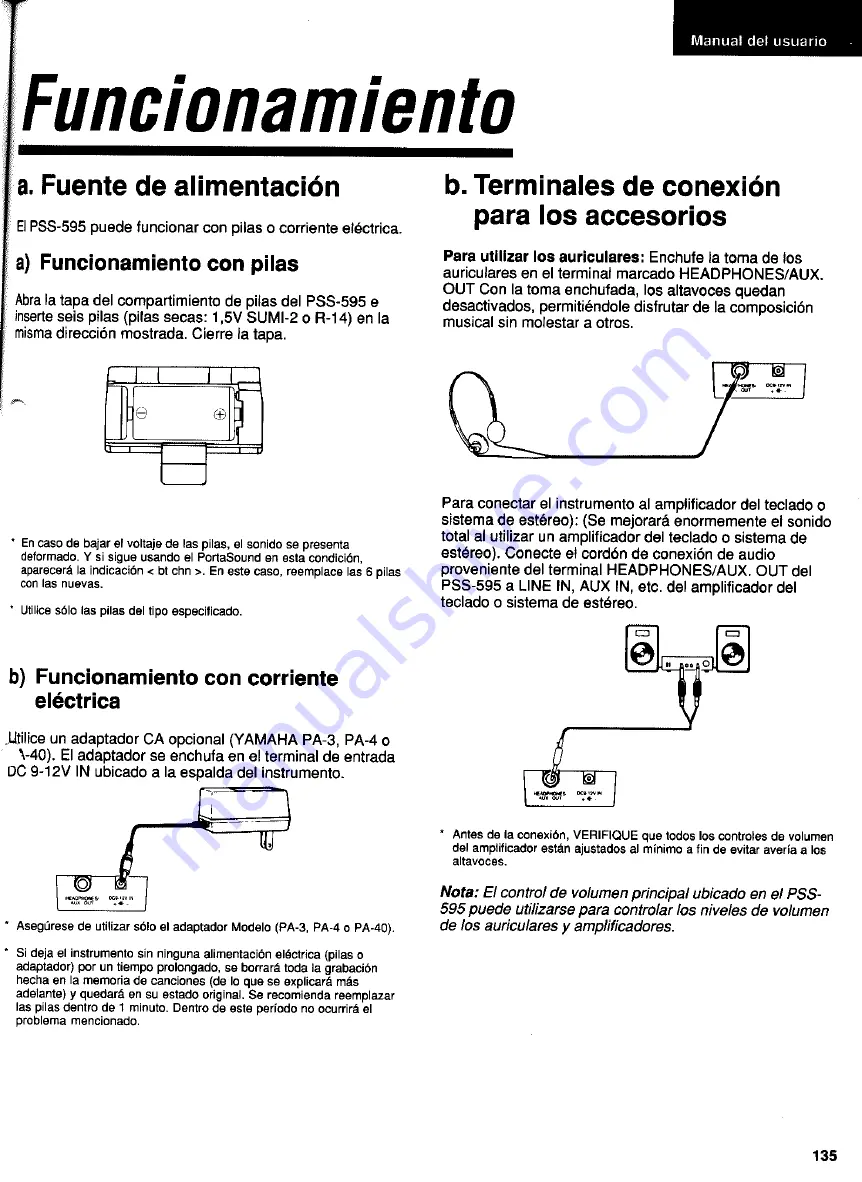 Yamaha PortaSound PSS-595 (Spanish) Manual Del Usuario Download Page 5