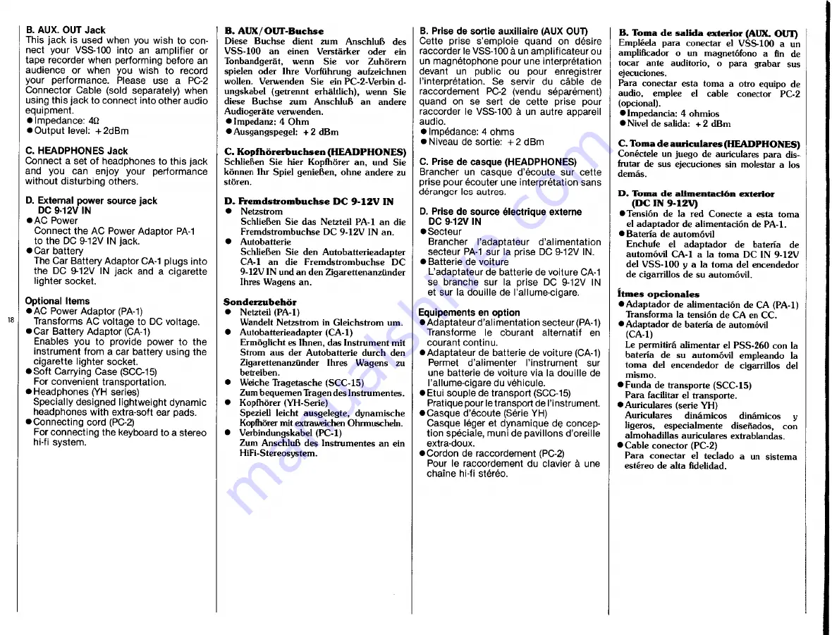 Yamaha PortaSound VSS-100 Owner'S Manual Download Page 20