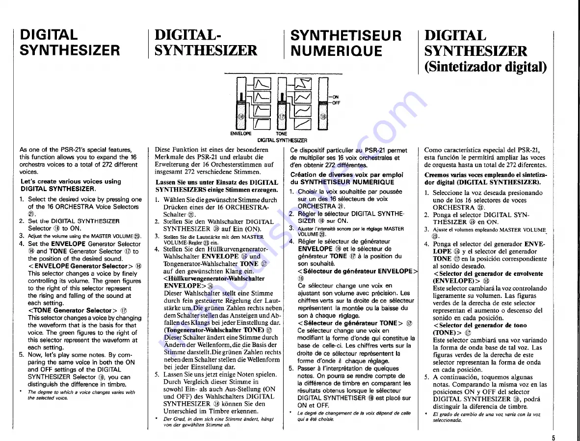 Yamaha PortaTone PSR-21 Owner'S Manual Download Page 7