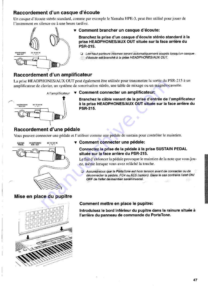 Yamaha Portatone PSR-215 (French) Mode D'Emploi Download Page 7