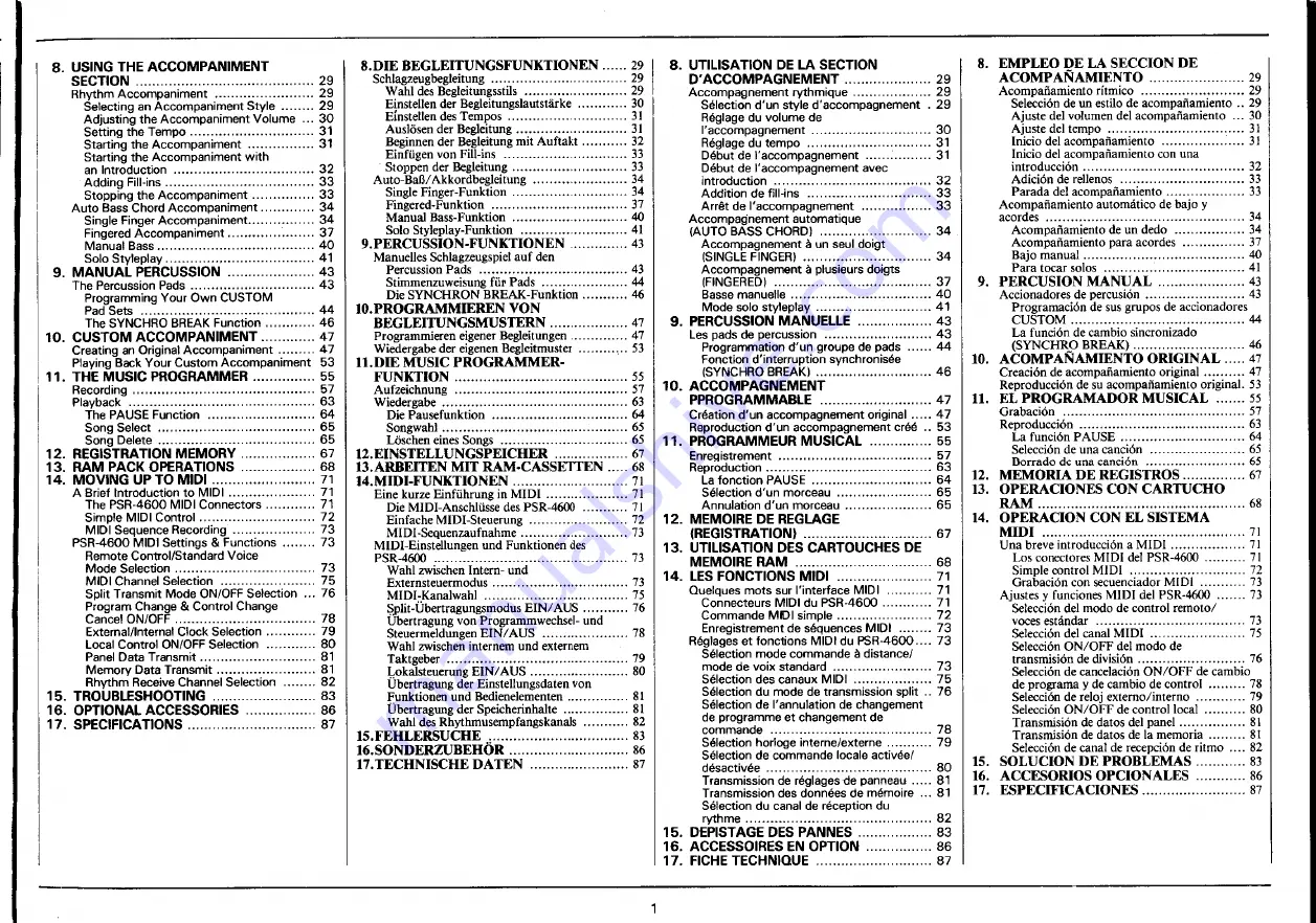 Yamaha Portatone PSR-4600 Owner'S Manual Download Page 3