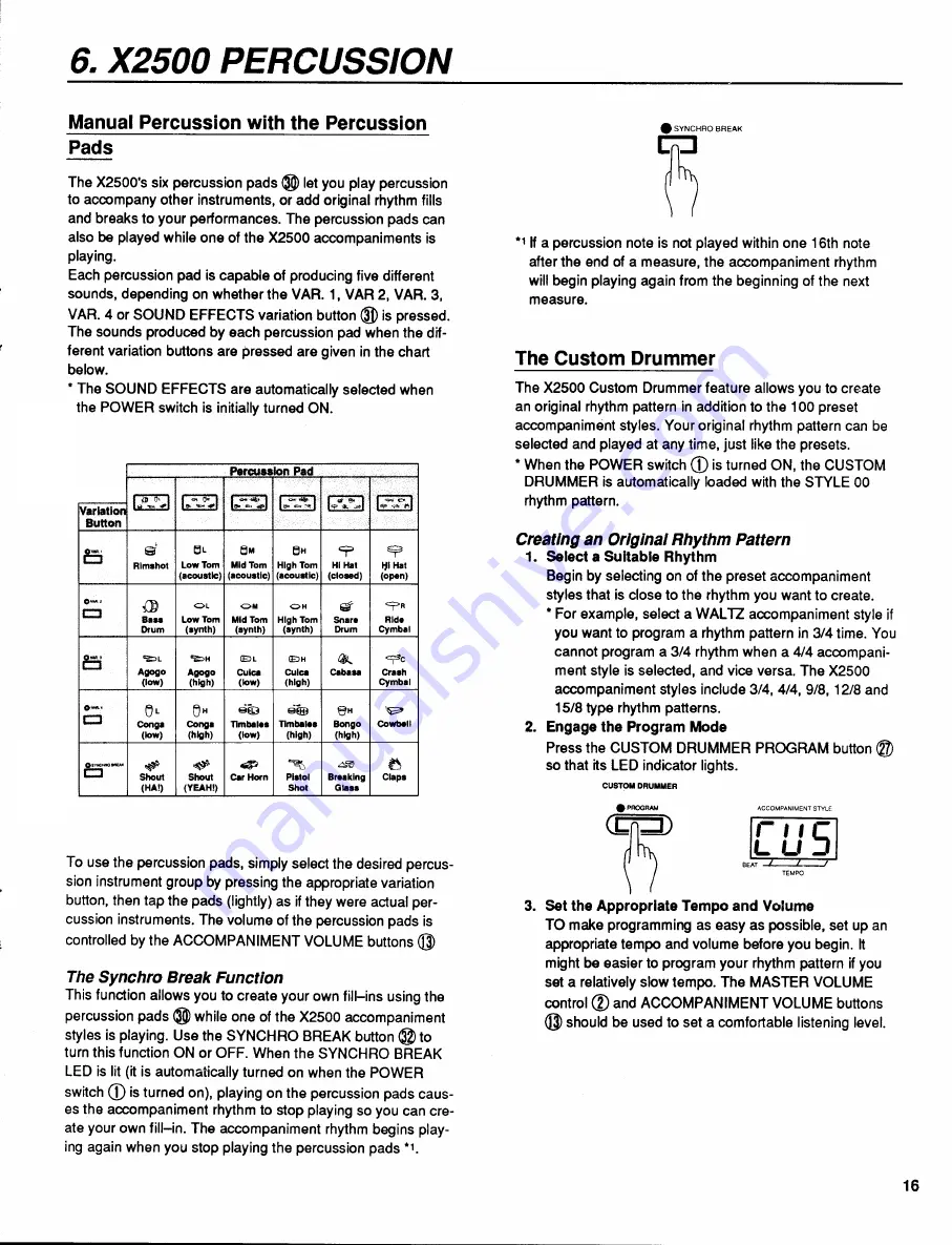 Yamaha Portatone X2500 Owner'S Manual Download Page 17