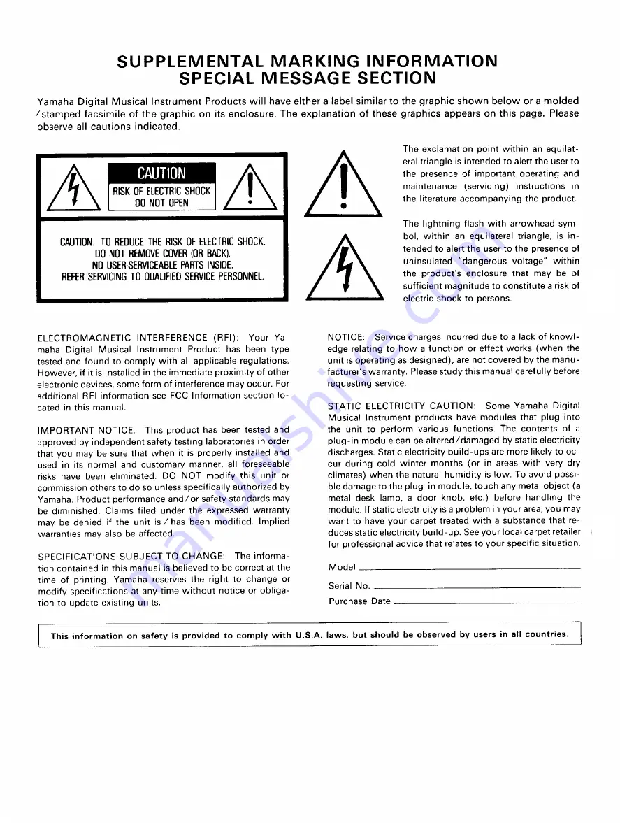 Yamaha PTX8 Owner'S Manual Download Page 2