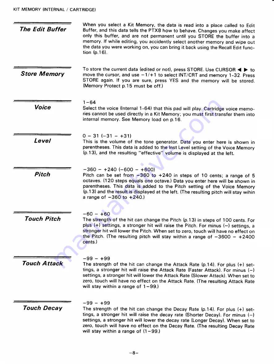 Yamaha PTX8 Owner'S Manual Download Page 10