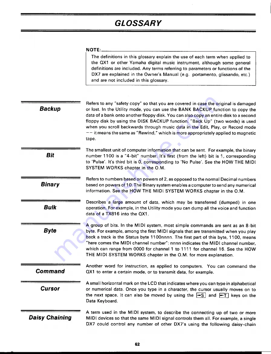 Yamaha QX1 Operations Directory Download Page 63