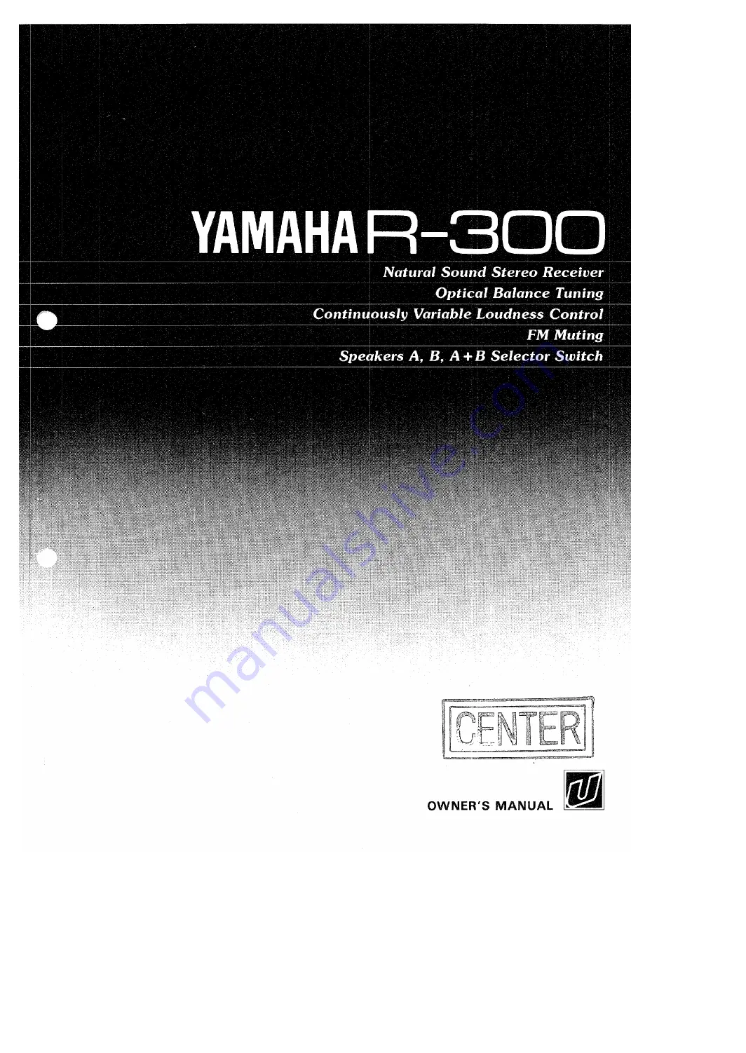 Yamaha R-300 Owner'S Manual Download Page 1