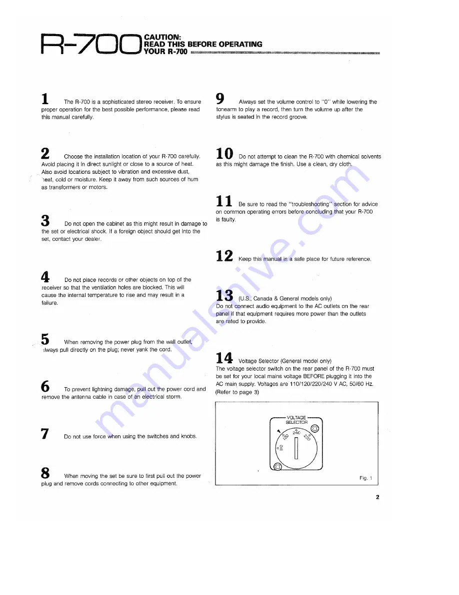 Yamaha R-700 Owner'S Manual Download Page 3