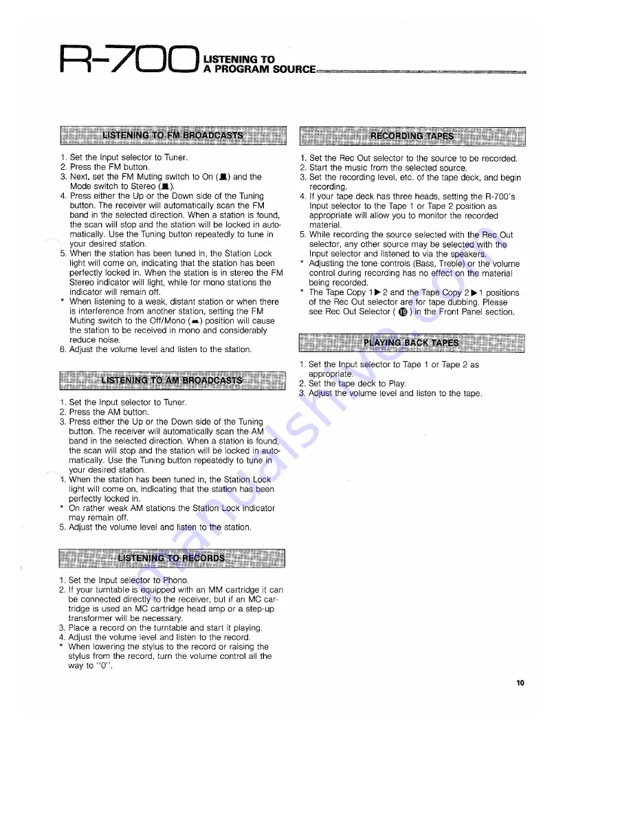 Yamaha R-700 Owner'S Manual Download Page 11