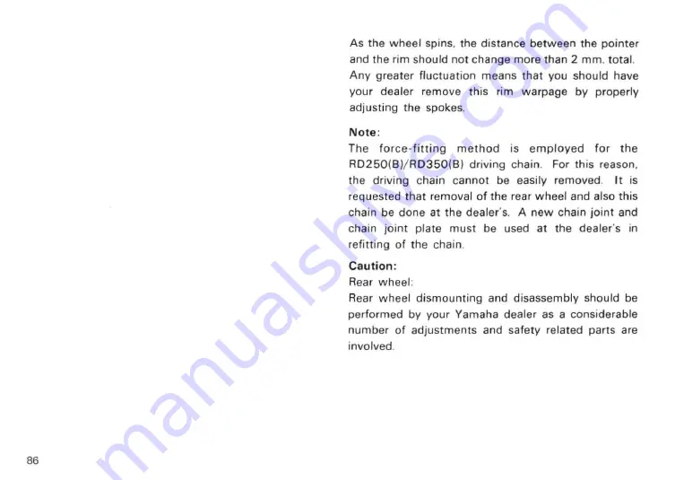 Yamaha RD 350 Owner'S Manual Download Page 92