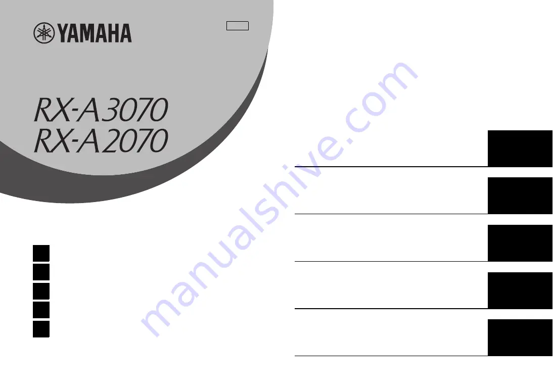 Yamaha RX-A 2070 Quick Start Manual Download Page 1