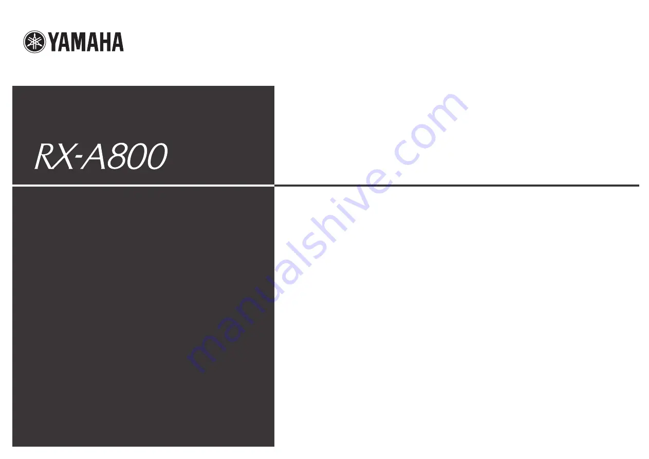 Yamaha RX-A800 Owner'S Manual Download Page 1