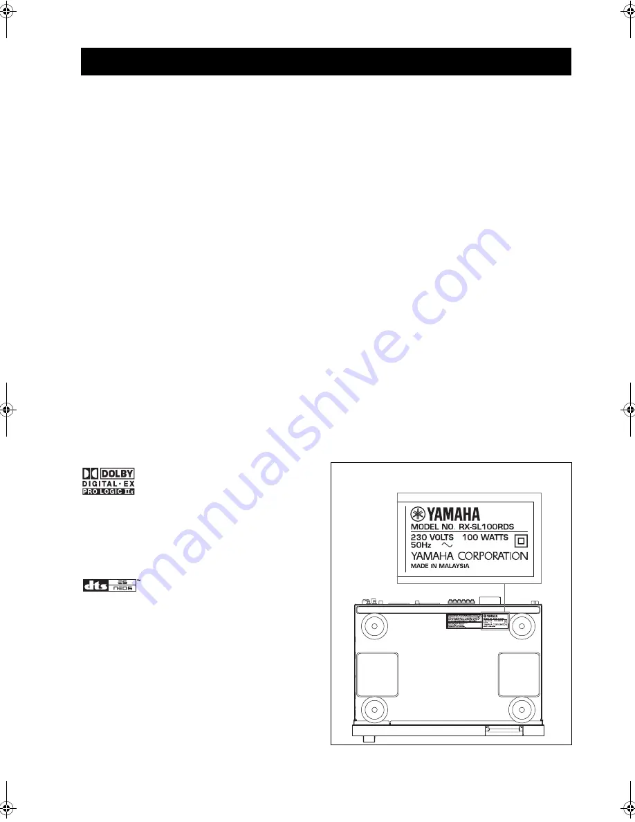 Yamaha RX-SL100RDS Owner'S Manual Download Page 299