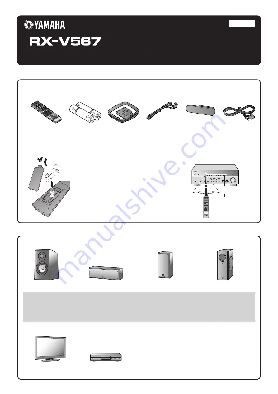 Yamaha RX-V567 Quick Reference Manual Download Page 1