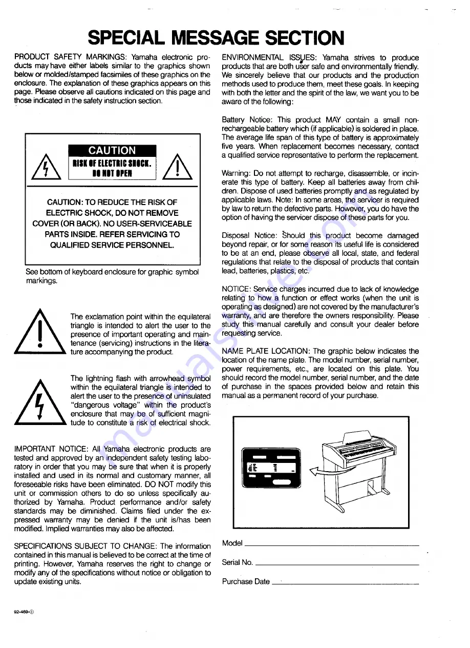 Yamaha SK-100 Owner'S Manual Download Page 2