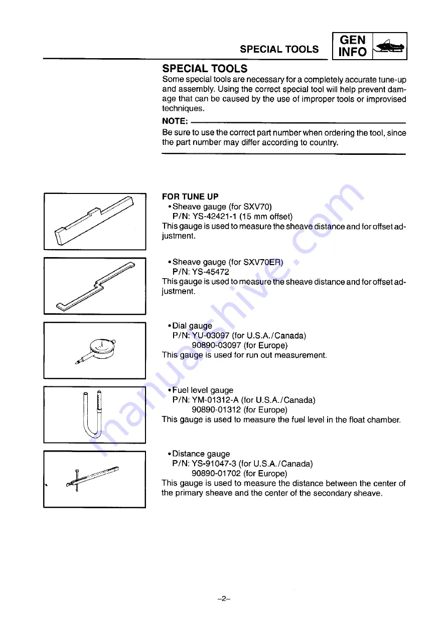 Yamaha SXV70ERG 2001 Service Manual Download Page 8