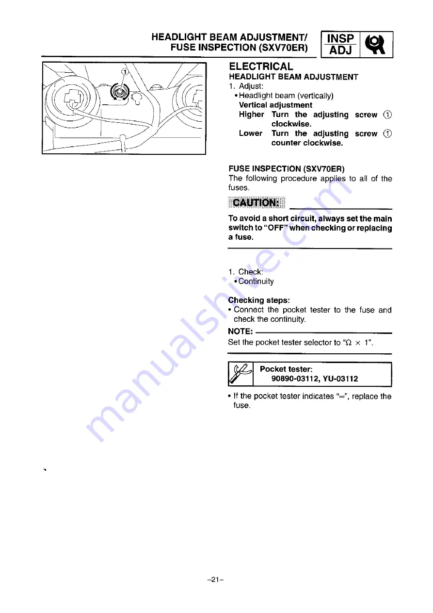 Yamaha SXV70ERG 2001 Service Manual Download Page 27