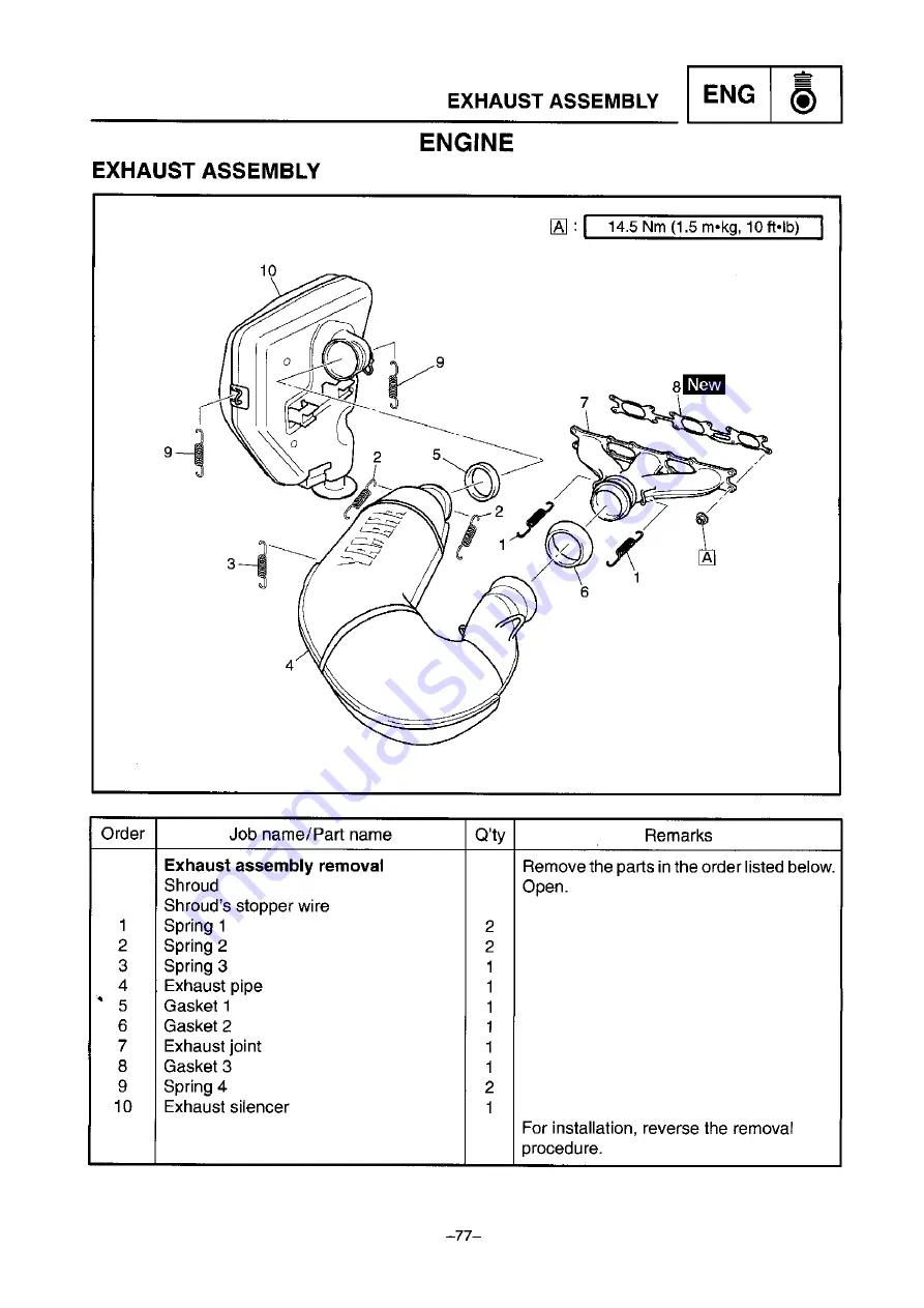 Yamaha SXV70ERG 2001 Service Manual Download Page 83