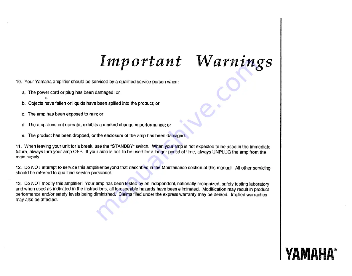 Yamaha T-100 Owner'S Manual And User'S Manual Download Page 18