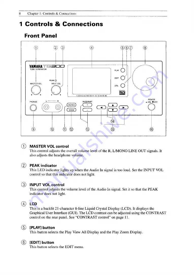 Yamaha TG300 Owner'S Manual Download Page 13